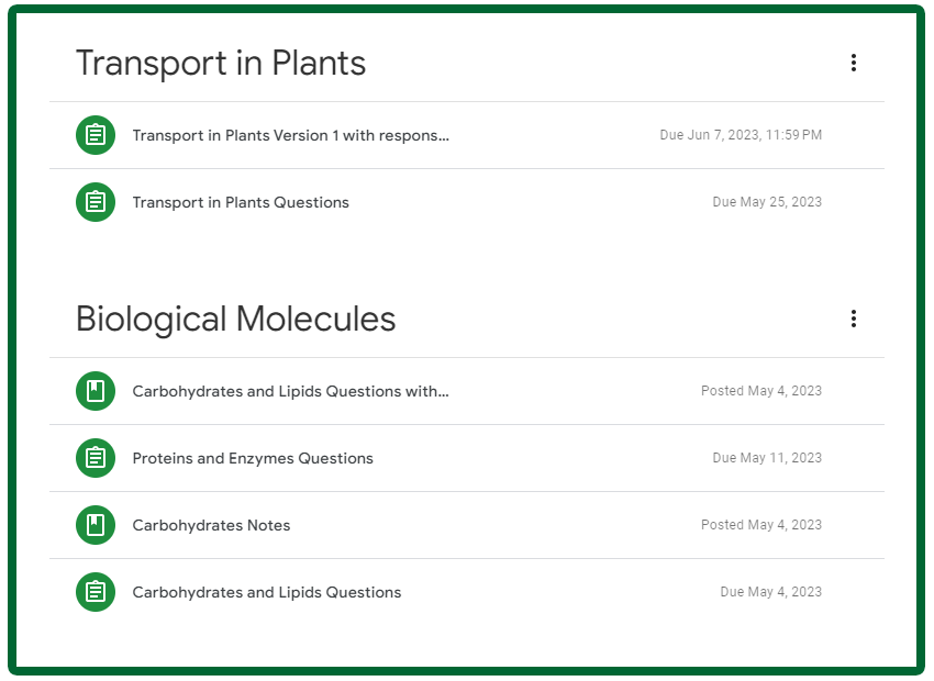 Example of Nate's Google Classroom