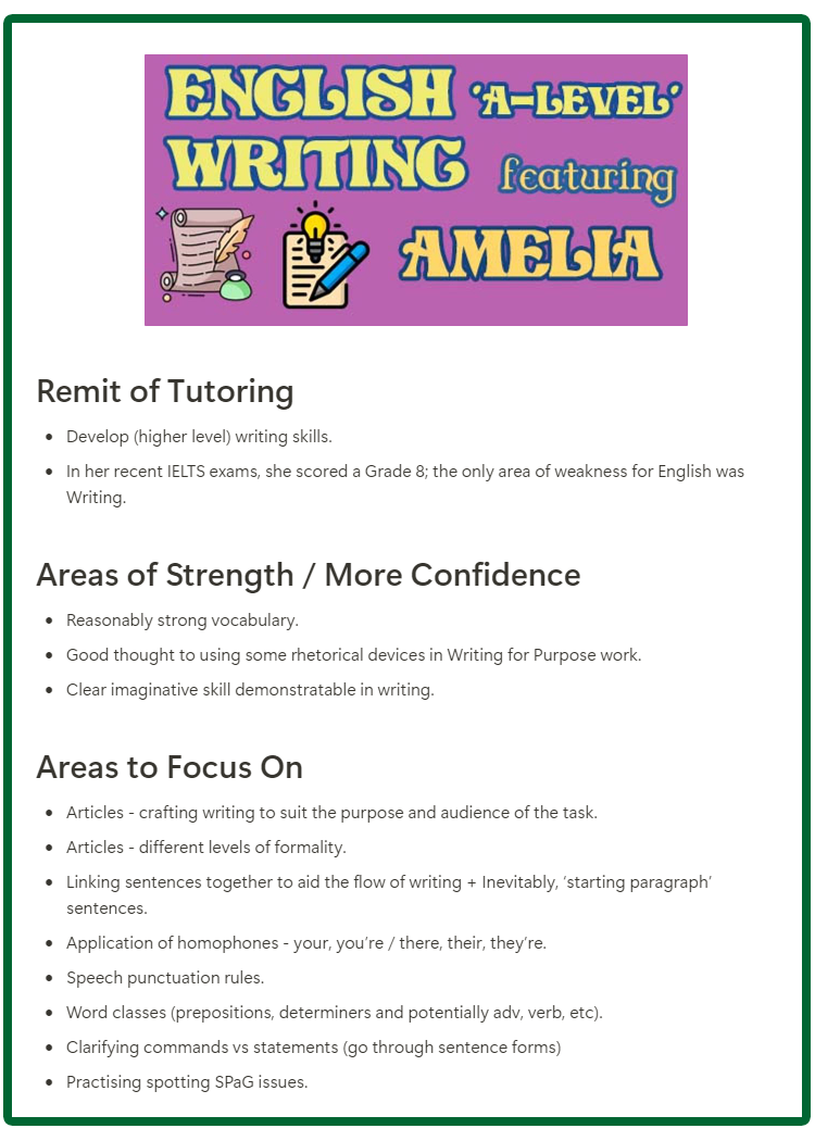 Example pupil feedback form