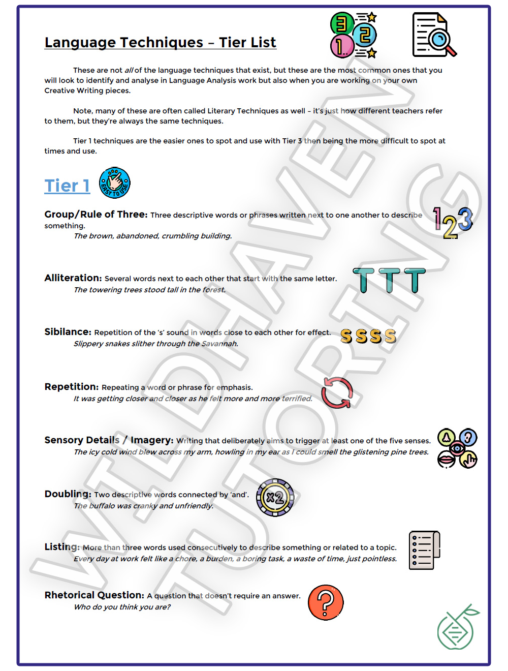 Sample English revision notes